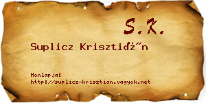 Suplicz Krisztián névjegykártya